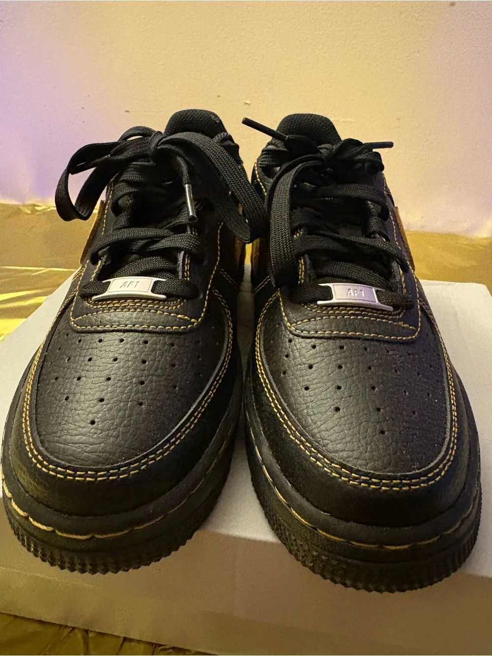 Nike Air Force One Sneakers with Gold Accent Details